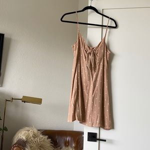 Olivaceous polka dot mini dress